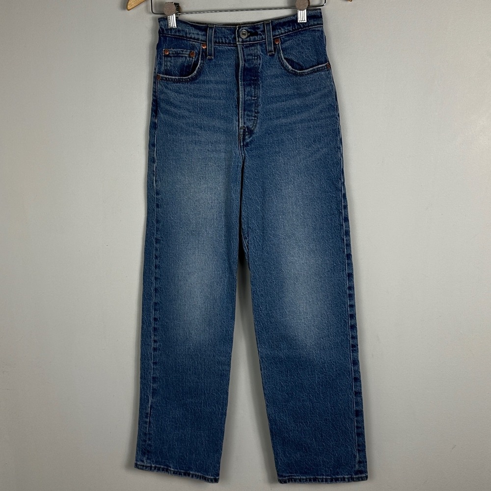 Levis Ribcage Straight Ankle Jeans Blue Womens Size 26 x 29 Waterless Denim High - Picture 4 of 16